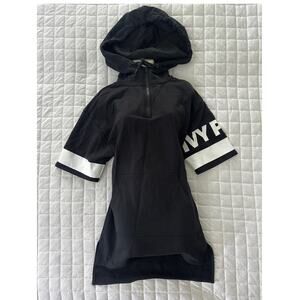 IVY PARK Black Hooded Short-Sleeve Dress with White Sleeve Stripe